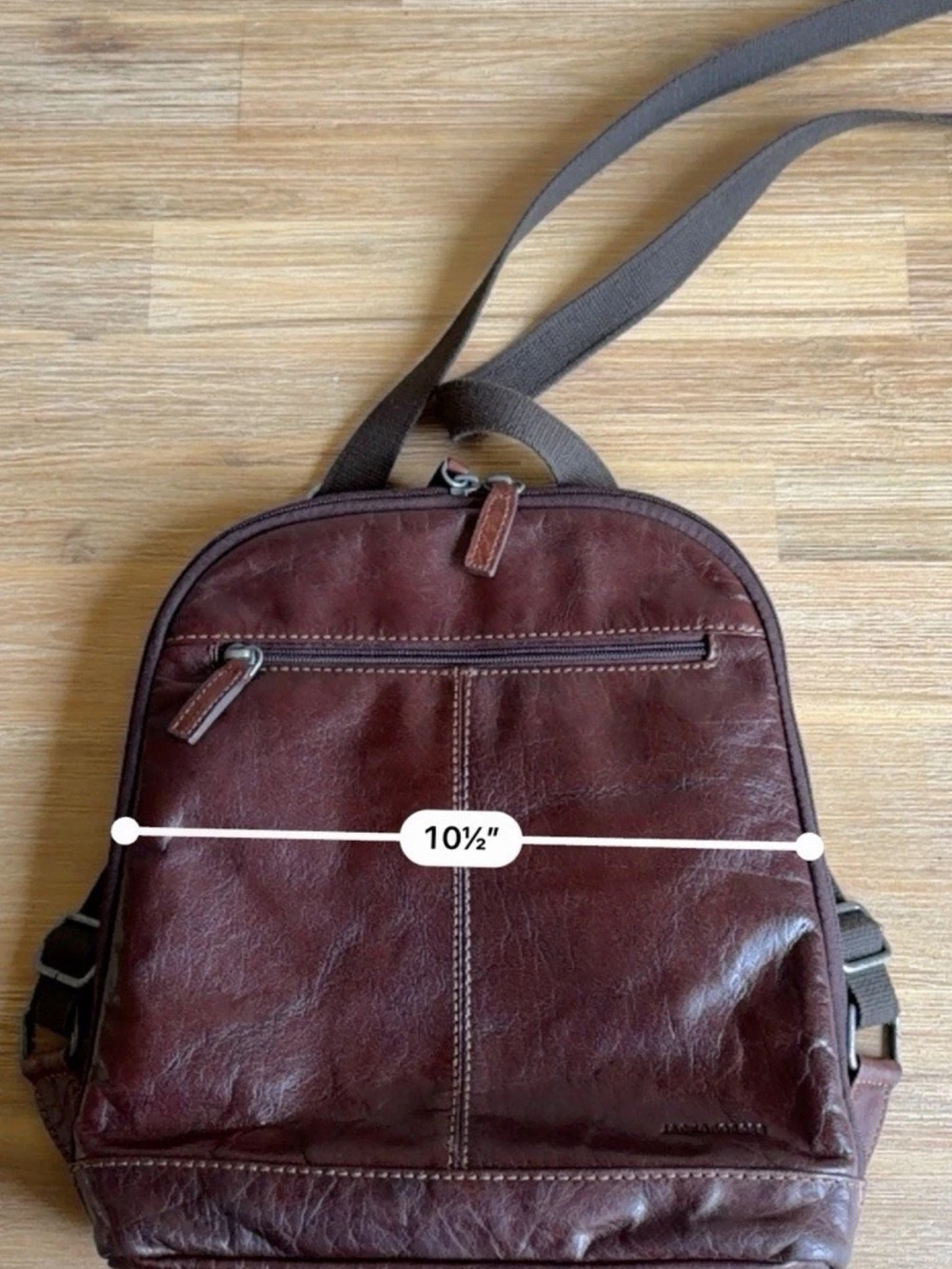 Jack Georges Voyager Convertible Small Backpack Brown Buffalo Leather Zip Close - Picture 13 of 14